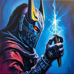 1 9 9 5 retro system shock box art. indigo knight. character class. drew struzan. keith parkinson. oil on canvas.