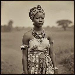 vintage photo of a beautiful west African manding princess by edward s curtis, photo journalism, photography, cinematic, national geographic photoshoot