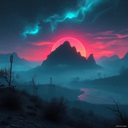 landscape by john william casilear, neon noir made of glass cgsociety fog matte painting cosmic biopunk gem poppy bioshock darkacademia sci - fi san andreas universe architecture island lake thermal imaging apocalyptic evil desert dieselpunk postcyberpunk assassin's creed sunset at night, archdaily, wallpaper, highly detailed, trending on artstation.