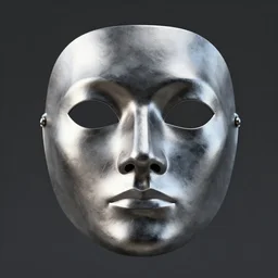 concept design for a solid plate featureless metallic mask, 3 d render, volumetric lighting, unreal engine