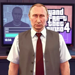 a medium shot portrait of vladimir putin as a gta 4 character, gta 4 loading screen, intricate detail, trending on artstationhq