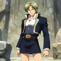 Roy Mustang wearing a mini-skirt in the style of FMAB
