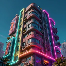 Brutalist architecture building, illustrated by Greg Rutkowski and Gaston Bussiere, 35mm lens, beautiful macro close-up imagery, vibrantly lush neon lighting, beautiful volumetric-lighting-style atmosphere, a futuristic atmosphere, intricate, detailed, photorealistic imagery, trending on artstation, 4k, 8k