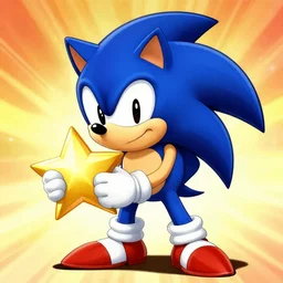 sonic the hedgehog munching on a golden star