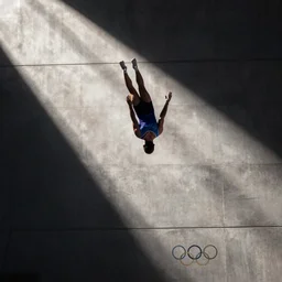 un gymnaste dans les airs aux jeux olympiques de Séoul