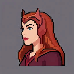 pixel art of the scarlet witch, profile picture, avatar, vector art