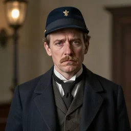 thirty years old lee evans as a ( ( sad ) ), quirky 1 9 th century austrian postman. detailed soft focus interesting lights, portrait by david cobley