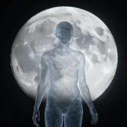 looking at the full moon, transparent soul leaving the body, dave mckean, loischl