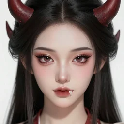 character concept art of an anime demon goddess | | cute - fine - face, pretty face, fangs, realistic shaded perfect face, fine details by realistic shaded lighting poster by ilya kuvshinov katsuhiro otomo, magali villeneuve, artgerm, jeremy lipkin and michael garmash and rob rey, stanley artgerm lau, wlop, rossdraws, james jean, andrei riabovitchev, marc simonetti, and sakimichan, tranding on artstation