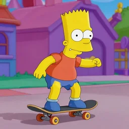 film still of bart riding a skateboard in the simpsons movie