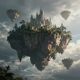 floating islands in sky, concept art, low angle, cinematic, style of jordan grimmer