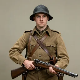 portrait of an irish rebel soldier in 1 9 1 6 holding his rifle, trending on artstation