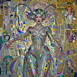 vivid hyperdetailed portrait of menacing, anxious, agitated yet stunningly beautiful biomechanical djinn the unwilling god of creation overseeing the iridescent fabric of the universe, by charlie bowater, mandy jurgens, gustav klimt, octane render, dramatic camera angle, 4k, 8k, high detail, HDR, by tom bagshaw, powerful, with inspiration from Beksinski, inspired by greek goddess Athena