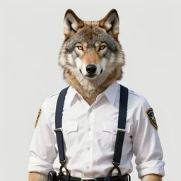 beautiful portrait commission of a male furry anthro timber wolf old-timey Sherriff wearing white dress shirt with suspenders in an old-timey desert town. Atmospheric. Character design by charlie bowater, ross tran, artgerm, and makoto shinkai, detailed, inked, western comic book art