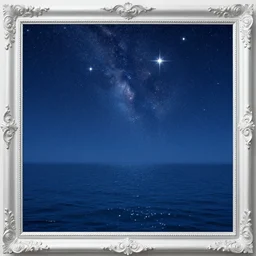 ( ( ( ( shinning starry sky and sea, with decorative frame design ) ) ) ) by mœbius!!!!!!!!!!!!!!!!!!!!!!!!!!!, overdetailed art, colorful, artistic record jacket design