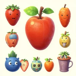 game asset of the sims strange fruit, in gouache detailed paintings, props, style of yoshitaka amano, 2 d sprites, kitbash