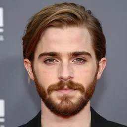 emma watson with a full beard and mustache