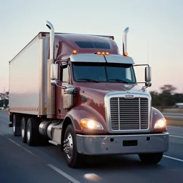 semi truck, front view, 8 0 mm, long exposure, kodachrome,