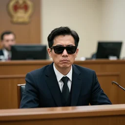 lmfao on trial for murder wearing sunglasses in court room, still,