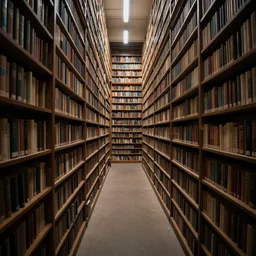 endless liminal space, library, claustrophobic, hyper realistic, detailed, 4k, wide lens photography