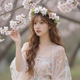 Flowery devas goddess in the style of springtime/Le Printemps of Pierre Auguste.