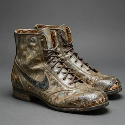 a photo of a ancient medieval nike shoes, 4 k