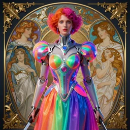 a highly detailed portrait of a futuristic blade runner princess, neon colored dress, beautiful detail and color, art by john collier and albert aublet and krenz cushart and artem demura and alphonse mucha, volumetric lighting, octane render, 4 k resolution, matte, sharp focus, illustration, art by jacque - louis david, baroque style