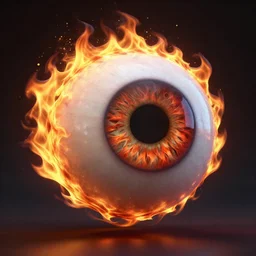 an eyeball surrounded by a ring of fire, a 3 d render by claire falkenstein, deviantart contest winner, kinetic art, rendered in cinema 4 d, daz 3 d, rendered in maya