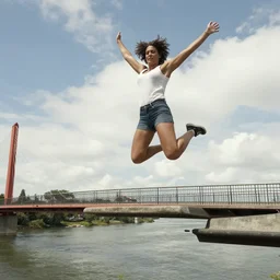 huge woman jumping off bridge
