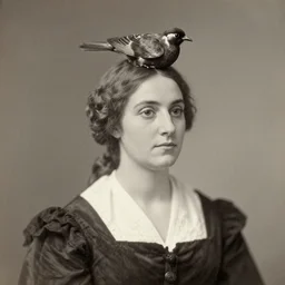 A woman with a bird for a head, 18th century photograph