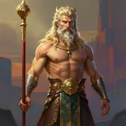ian bohen as poseidon by ralph horsley, rossdraws, matte painting, stylized background, cinematic lighting, maya, pixar, unreal engine, artstation