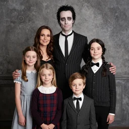 Edward Scissorhands and the Addams family, family portrait