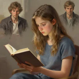 young girl reading a book, highly detailed, digital painting, artstation, concept art, art by artgerm and Anna Dittmann and Greg Hildebrandt