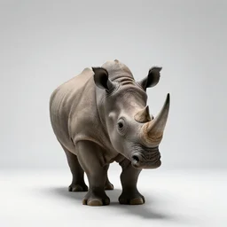 rhinoceros, studio photography, full body, isolated on a pure white background, centered, entire subject in frame, sharp focus, soft studio lighting