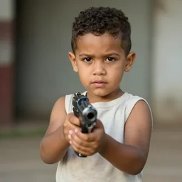 a portrait of a handsome 2 3 years old cuban man holding a gun