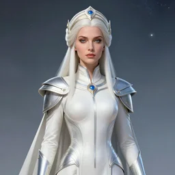 a sci - fi portrait of the powerful empress of the solar system in the style of anna dittmann and in the style of kim jung gi. glowing, ornate and intricate linework, stunning, dynamic lighting, ultrafine and hyperdetailed.