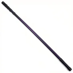 picture of long black and purprel modern ninja staff, white background