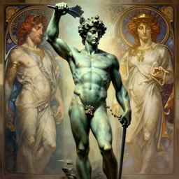symmetry!! portrait of perseus, greek mythology, ancient greece, elegant, highly detailed, dynamic lighting, digital art, digital painting, artstation, sharp focus, illustration, art by artgerm and greg rutkowski and alphonse mucha, 8 k