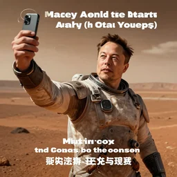 Elon Musk taking a selfie on Mars, photography, highly-detailed, award-winning