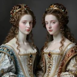a masterpiece ultrarealistic ultradetailed portrait of a very beautiful twins, baroque renaissance. medium shot, intricate, elegant, by stanley artgerm lau, wlop, rossdraws, james jean, andrei riabovitchev, marc simonetti, light by julie bell, porcelain skin. global illumination. vfx