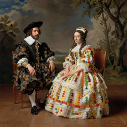 Las Meninas by Velazquez made out of gummy candies
