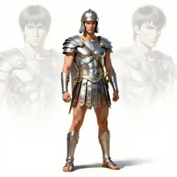 distant full body view, aaron taylor johnson as a greek soldier, silver sheen, digital painting, concept art, smooth, sharp focus, illustration by artgerm, yoshitaka amano, krenz cushart, shinji aramaki