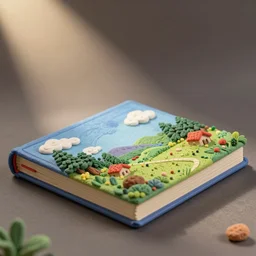 a colorful closed book, claymation