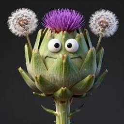 a artichoke thistle dandelion monster, highly detailed, digital art, sharp focus, trending on art station