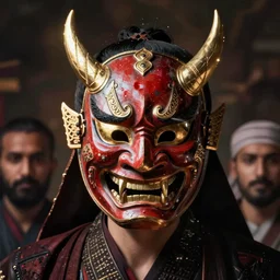 demon samurai mask on hell by mario feng, mohamed reda