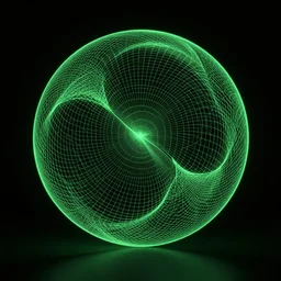 3d visualization of hyperbolic paraboloid, wireframe, vector style graphics, green lines, black background, futuristic