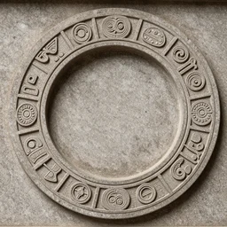detailed engraving of a circular frame, made of carving stone, with aboriginal style, by goya