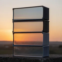 stacked polarized filters over a sunset landscape