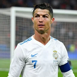 epic face portrait cristiano ronaldo after scoring a goal, hard rain