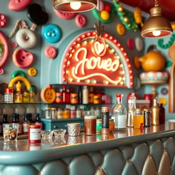 detailed 6 0 0 mm real photography of an intricate cute colorful joyful bar in los angles